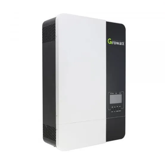 Inversor Growatt FV Off Grid 48V/220 con 1 regulador MPPT 5000VA (5000W) con amplio rango de voltaje de entrada (hasta 500VDC) 2 años de garantía con opción de colocar hasta 6 en paralelo y posibilidad de armar red trifasica . Puede funcionar sin baterías y permite tomar de la red y FV al mismo tiempo para alimentar cargas - Incluye dongle WIFI-F